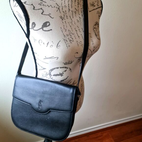 Yves Saint Laurent YSL Vintage Leather Shoulder Bag Black - Picture 1 of 16